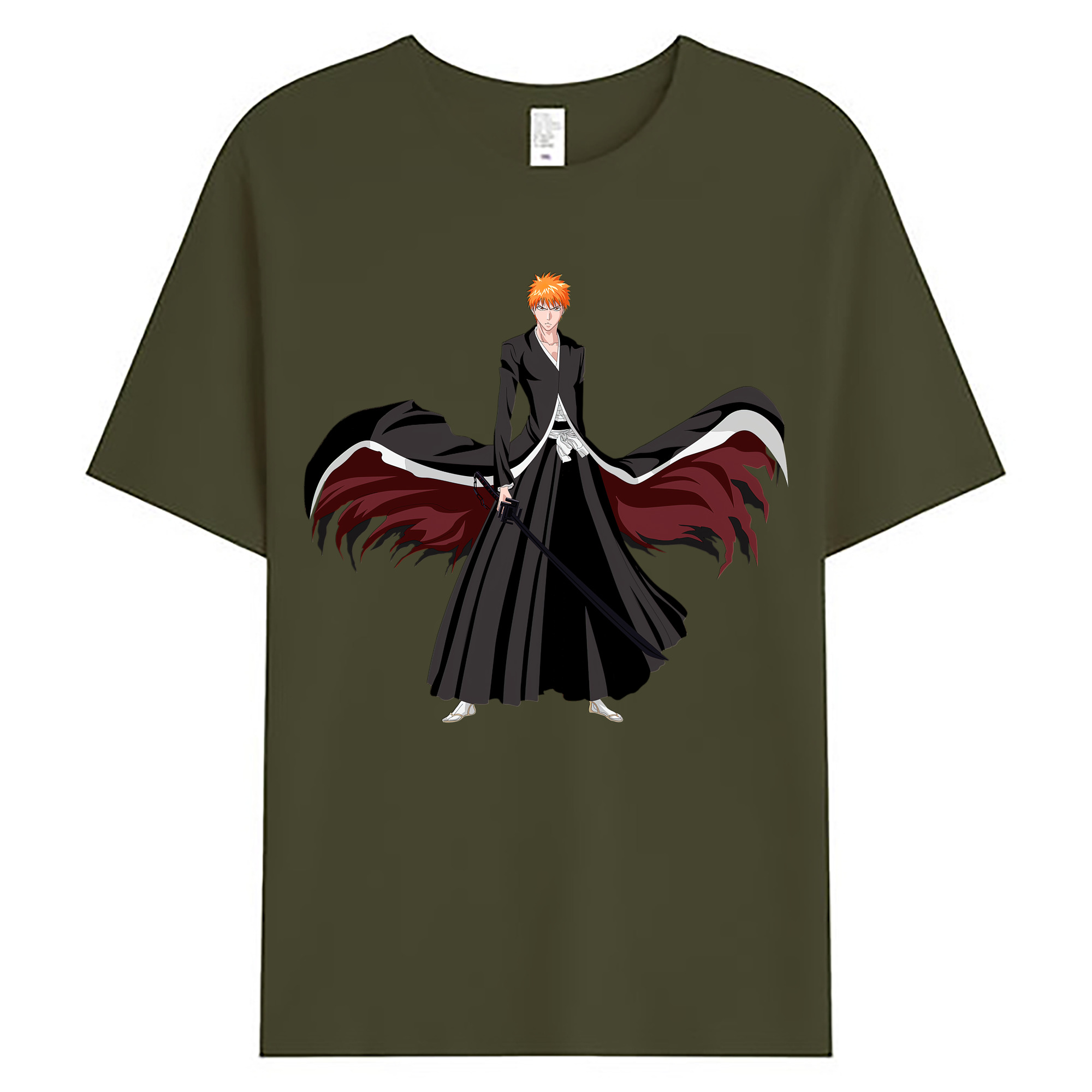 （画像用） ブリーチ 黒崎一護（くろさき いちご）BLEACH Kurosaki Ichigo 綿100％ メンズ半袖Tシャツ｜肌触りやわらか＆通気性